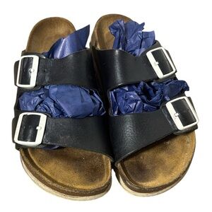 Birkenstock women’s 10 Arizona big buckle contoured cork latex footbed black